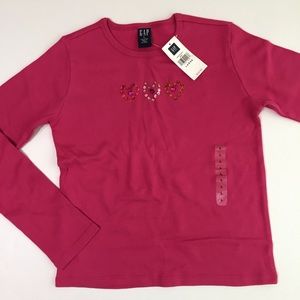 🆕 GAP Kids Pink Heart Sequin Long Sleeve Shirt